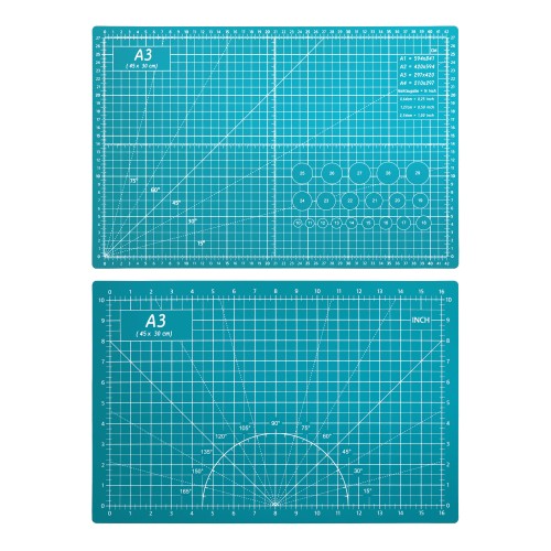 Коврик для макетирования и резки 45x30см A3 двусторонний с разметкой. ПВХ с самовосстанавливающимся покрытием. Цвет зеленый